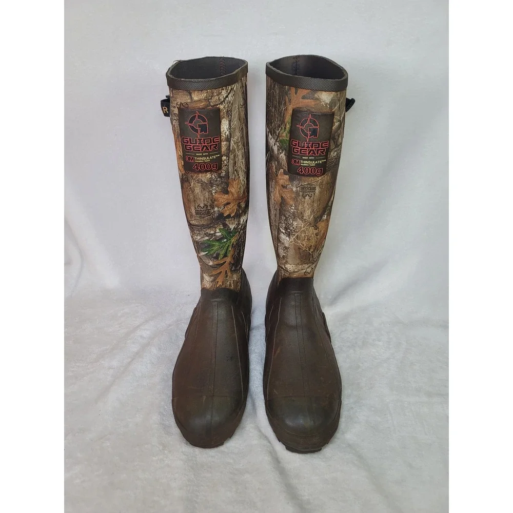 Guide Gear Mens Realtree Edge Camo Rubber Hunting Boots 400g Thinsulate Size 11